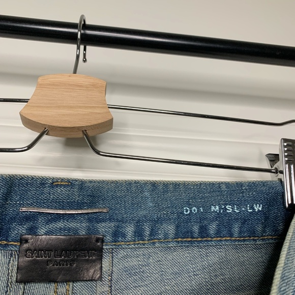 Saint Laurent Ripped Blue Denim Pants - Picture 9 of 11